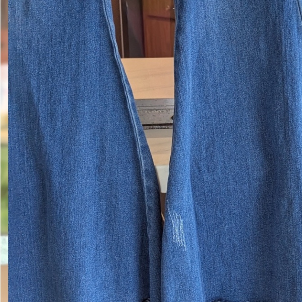 Kira Kira Large Denim Distressed Flare Bell Bottom blue jeans Bohemian Hippie - Picture 9 of 14